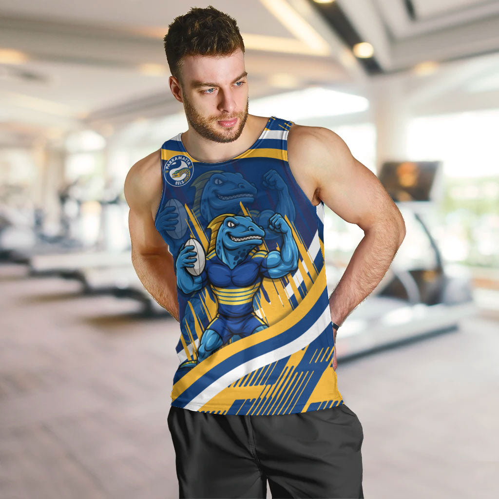 Eels Rugby Mascot Men Tank Top Fierce Athlete Graphic in Sports Style