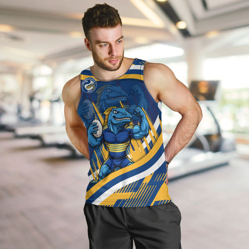 Eels Rugby Mascot Men Tank Top Fierce Athlete Graphic in Sports Style