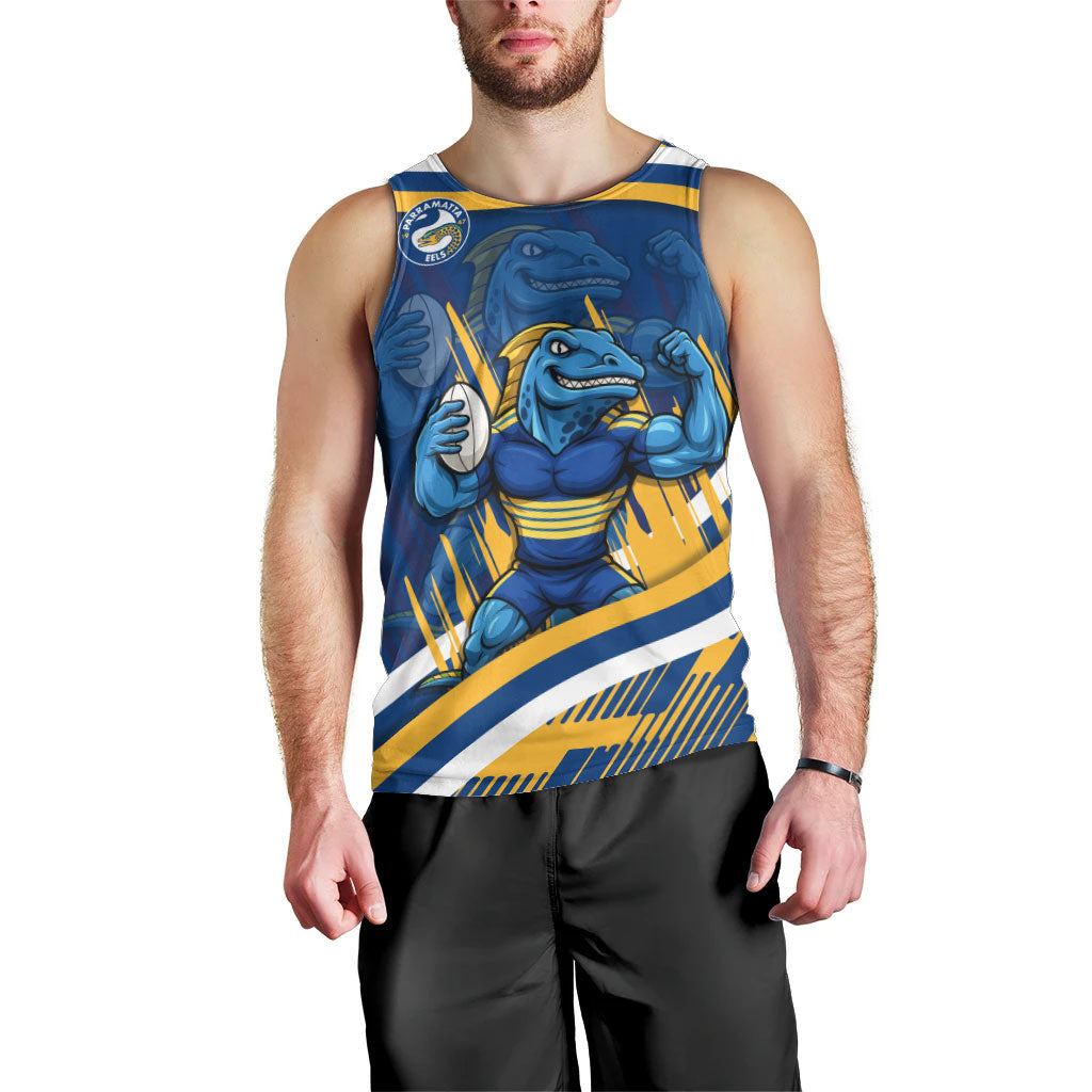 Eels Rugby Mascot Men Tank Top Fierce Athlete Graphic in Sports Style