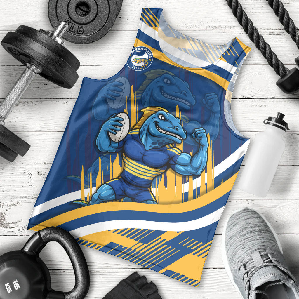 Eels Rugby Mascot Men Tank Top Fierce Athlete Graphic in Sports Style