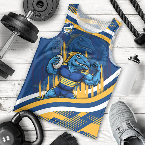 Eels Rugby Mascot Men Tank Top Fierce Athlete Graphic in Sports Style