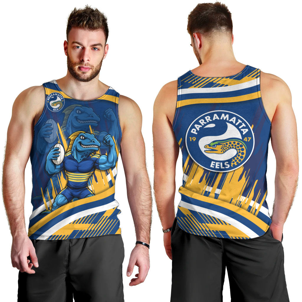 Eels Rugby Mascot Men Tank Top Fierce Athlete Graphic in Sports Style