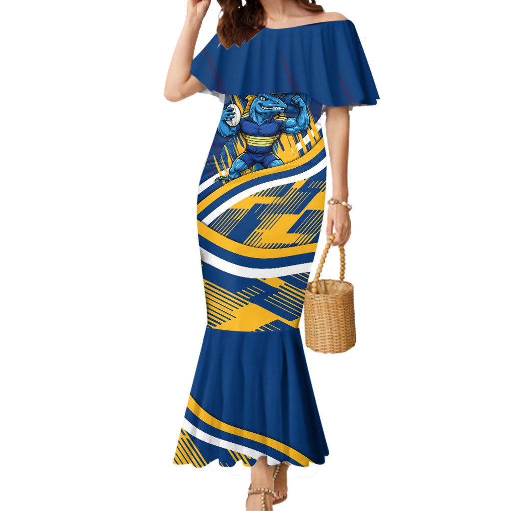 Eels Rugby Mascot Mermaid Dress Fierce Athlete Graphic in Sports Style