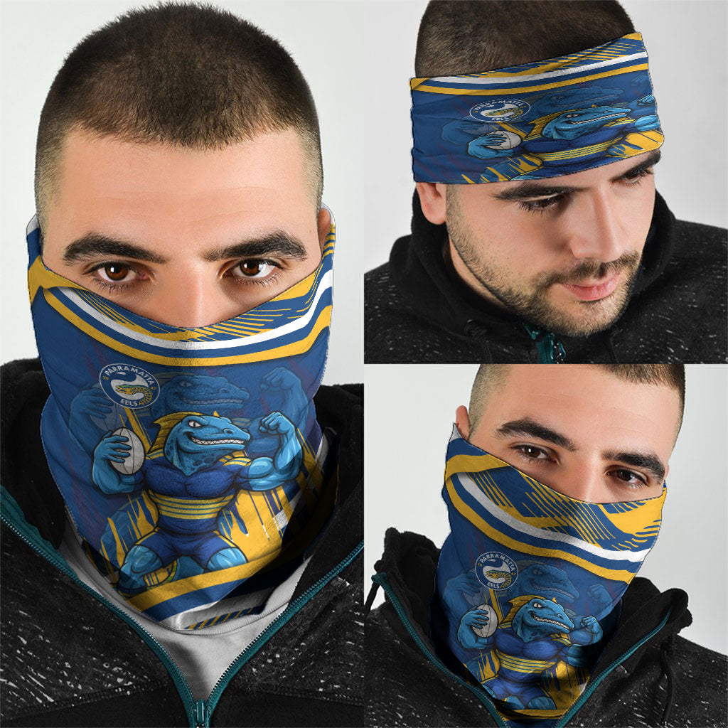Eels Rugby Mascot Neck Gaiter Fierce Athlete Graphic in Sports Style