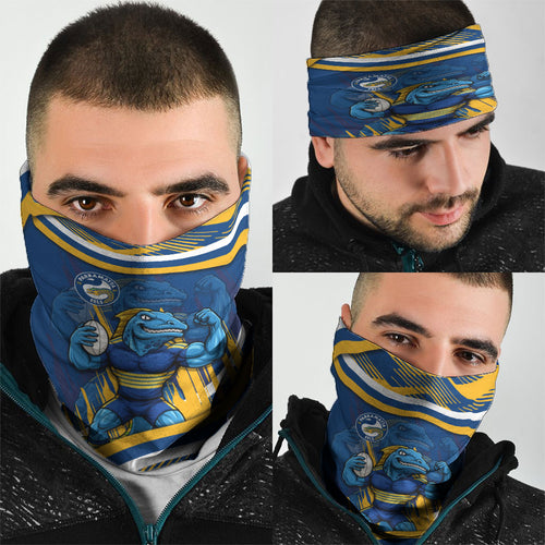 Eels Rugby Mascot Neck Gaiter Fierce Athlete Graphic in Sports Style