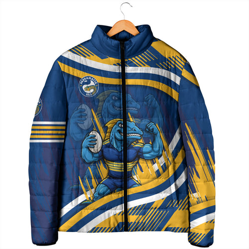 Eels Rugby Mascot Padded Jacket Fierce Athlete Graphic in Sports Style