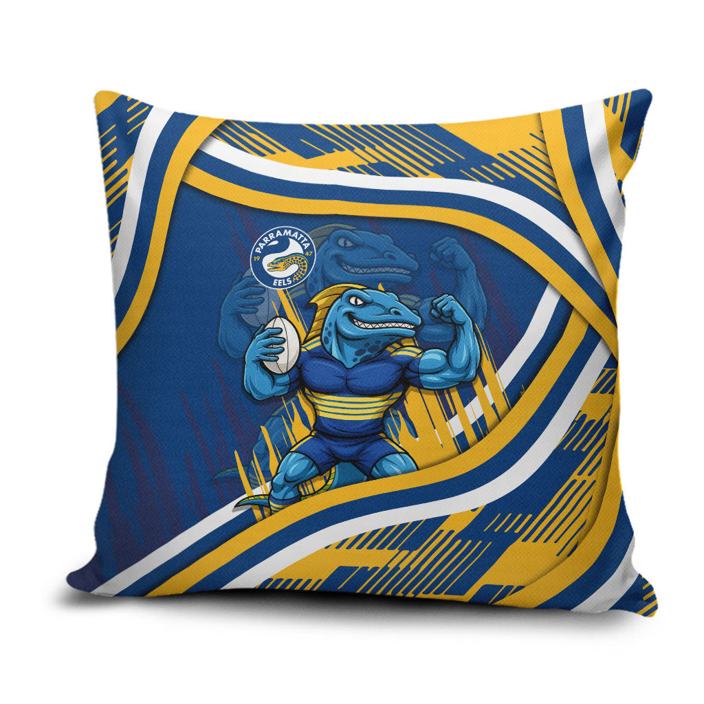Eels Rugby Mascot Pillow Cover Fierce Athlete Graphic in Sports Style