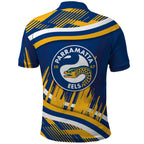 Eels Rugby Mascot Polo Shirt Fierce Athlete Graphic in Sports Style