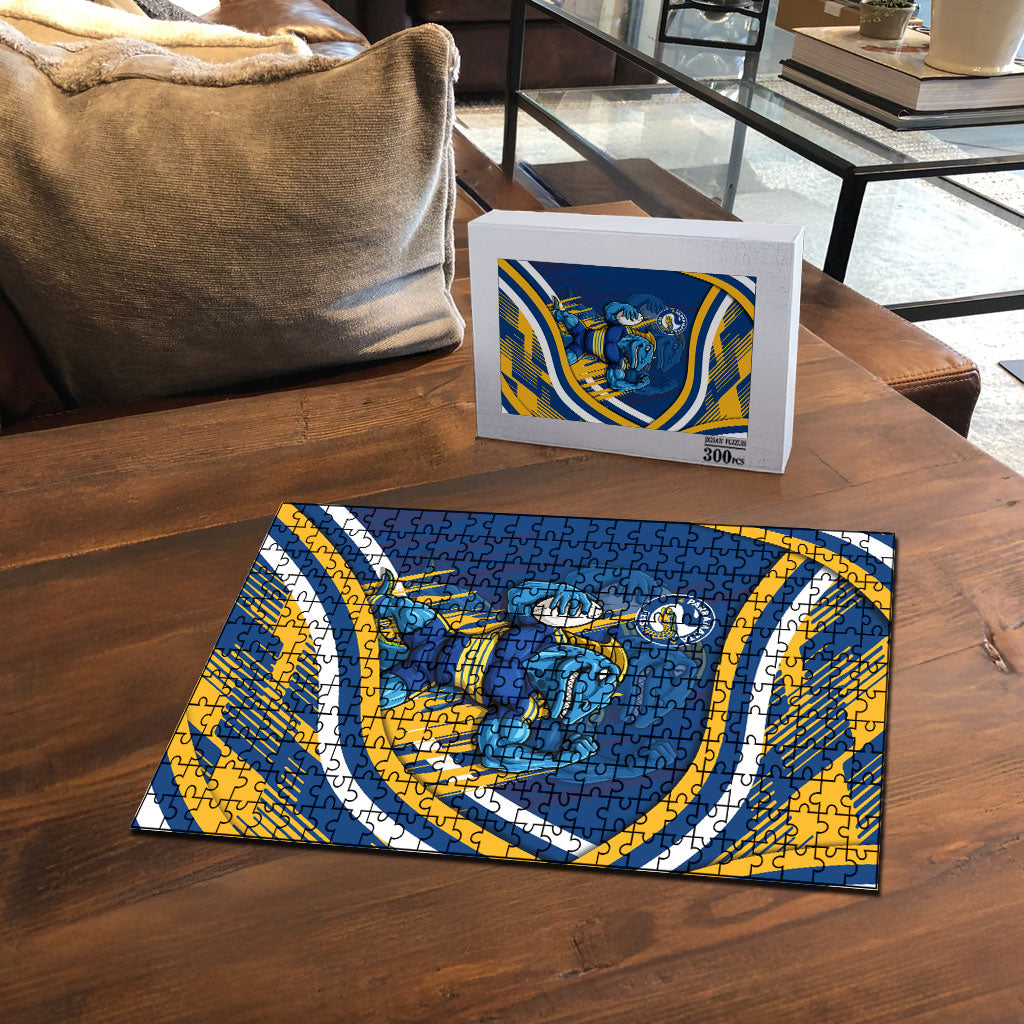 Eels Rugby Mascot Puzzle Fierce Athlete Graphic in Sports Style