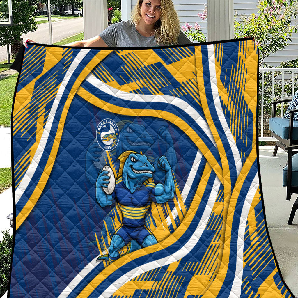 Eels Rugby Mascot Quilt Fierce Athlete Graphic in Sports Style