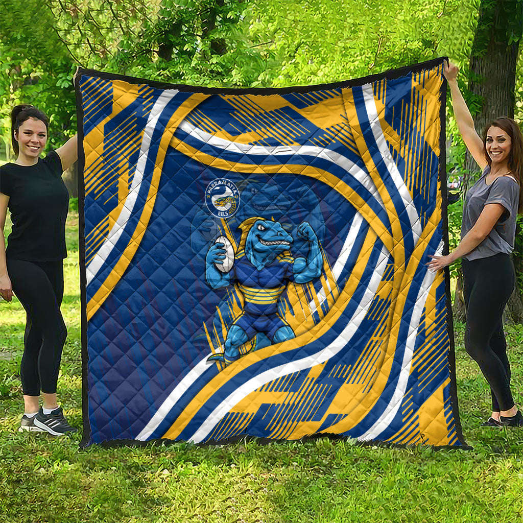 Eels Rugby Mascot Quilt Fierce Athlete Graphic in Sports Style