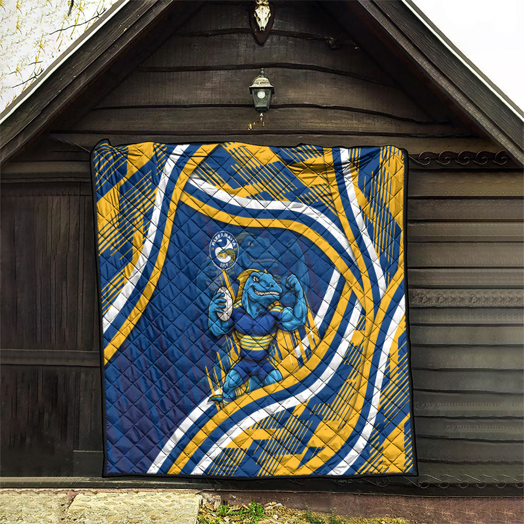 Eels Rugby Mascot Quilt Fierce Athlete Graphic in Sports Style