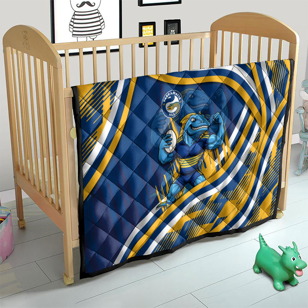 Eels Rugby Mascot Quilt Fierce Athlete Graphic in Sports Style