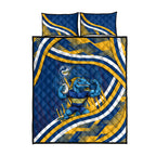 Eels Rugby Mascot Quilt Bed Set Fierce Athlete Graphic in Sports Style
