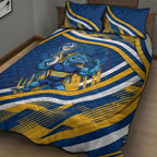 Eels Rugby Mascot Quilt Bed Set Fierce Athlete Graphic in Sports Style