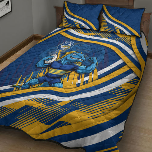 Eels Rugby Mascot Quilt Bed Set Fierce Athlete Graphic in Sports Style
