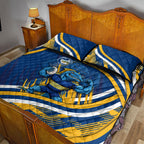 Eels Rugby Mascot Quilt Bed Set Fierce Athlete Graphic in Sports Style