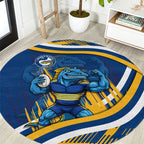 Eels Rugby Mascot Round Carpet Fierce Athlete Graphic in Sports Style