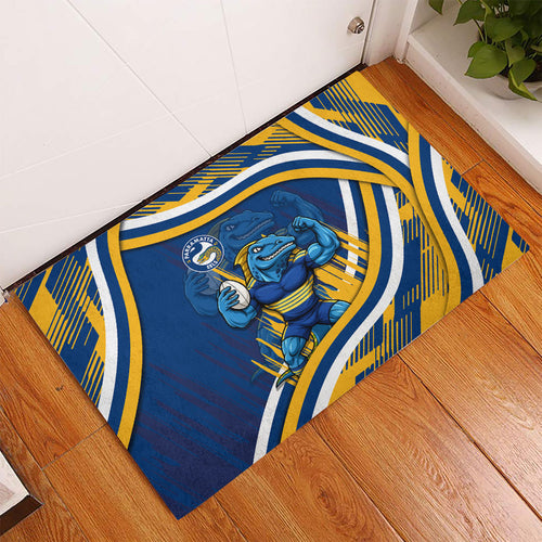 Eels Rugby Mascot Rubber Doormat Fierce Athlete Graphic in Sports Style