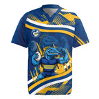 Eels Rugby Mascot Rugby Jersey Fierce Athlete Graphic in Sports Style