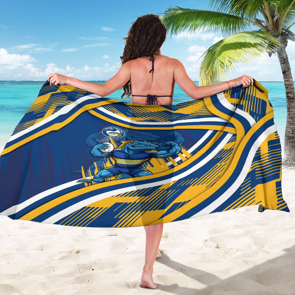 Eels Rugby Mascot Sarong Fierce Athlete Graphic in Sports Style