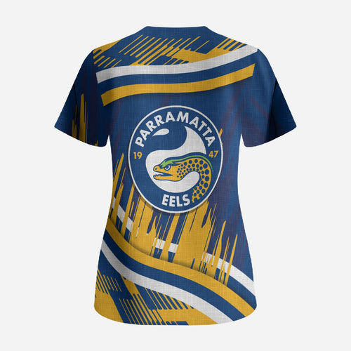 Eels Rugby Mascot Scrub Top Fierce Athlete Graphic in Sports Style