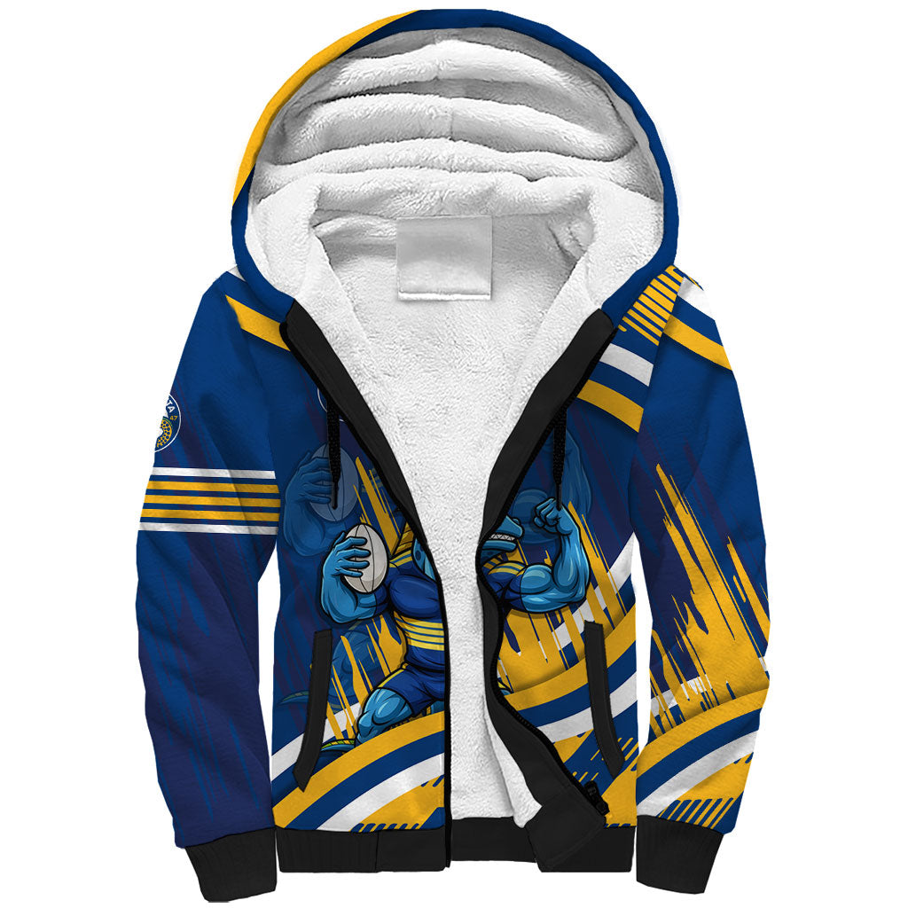 Eels Rugby Mascot Sherpa Hoodie Fierce Athlete Graphic in Sports Style