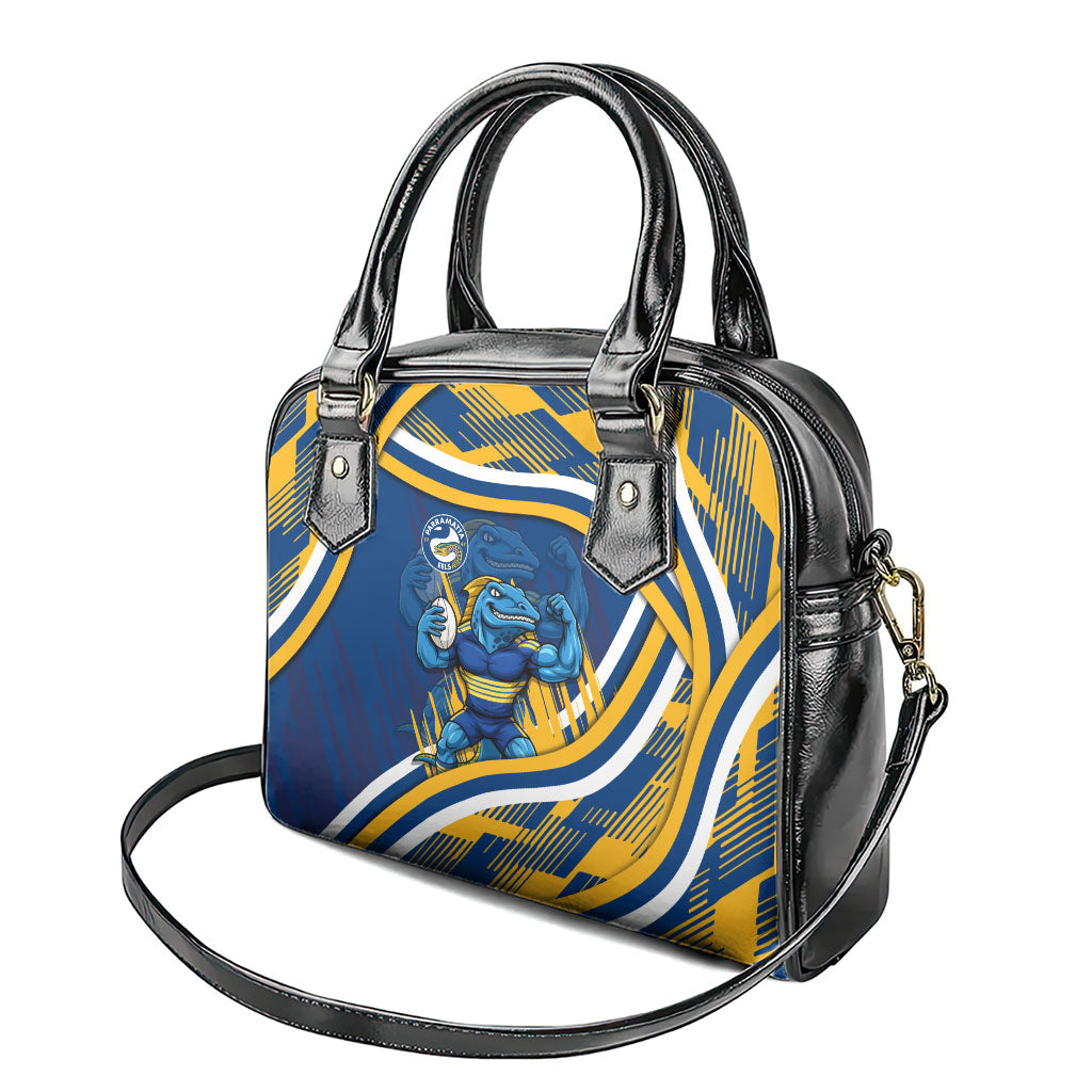 Eels Rugby Mascot Shoulder Handbag Fierce Athlete Graphic in Sports Style