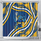 Eels Rugby Mascot Shower Curtain Fierce Athlete Graphic in Sports Style