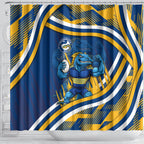 Eels Rugby Mascot Shower Curtain Fierce Athlete Graphic in Sports Style