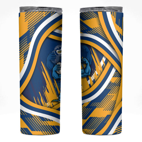 Eels Rugby Mascot Skinny Tumbler Fierce Athlete Graphic in Sports Style