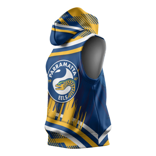 Eels Rugby Mascot Sleeveless Hoodie Fierce Athlete Graphic in Sports Style