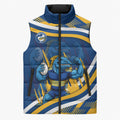 Eels Rugby Mascot Sleeveless Puffer Jacket Fierce Athlete Graphic in Sports Style