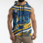 Eels Rugby Mascot Sleeveless Zip Hoodie Fierce Athlete Graphic in Sports Style