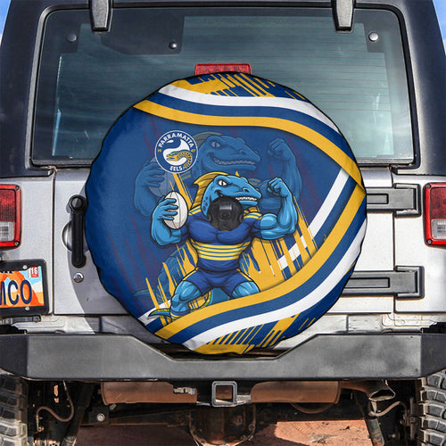 Eels Rugby Mascot Spare Tire Cover Fierce Athlete Graphic in Sports Style