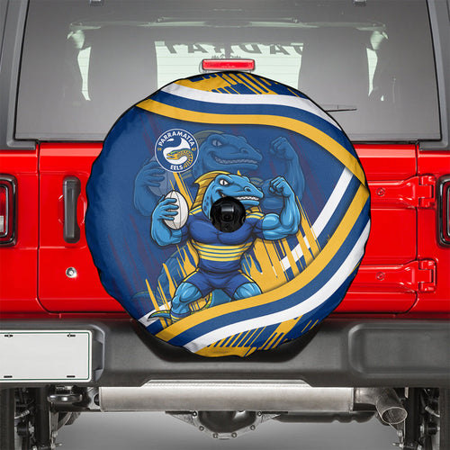 Eels Rugby Mascot Spare Tire Cover Fierce Athlete Graphic in Sports Style