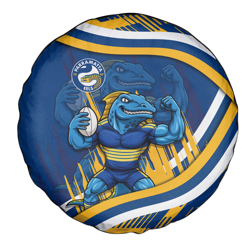Eels Rugby Mascot Spare Tire Cover Fierce Athlete Graphic in Sports Style