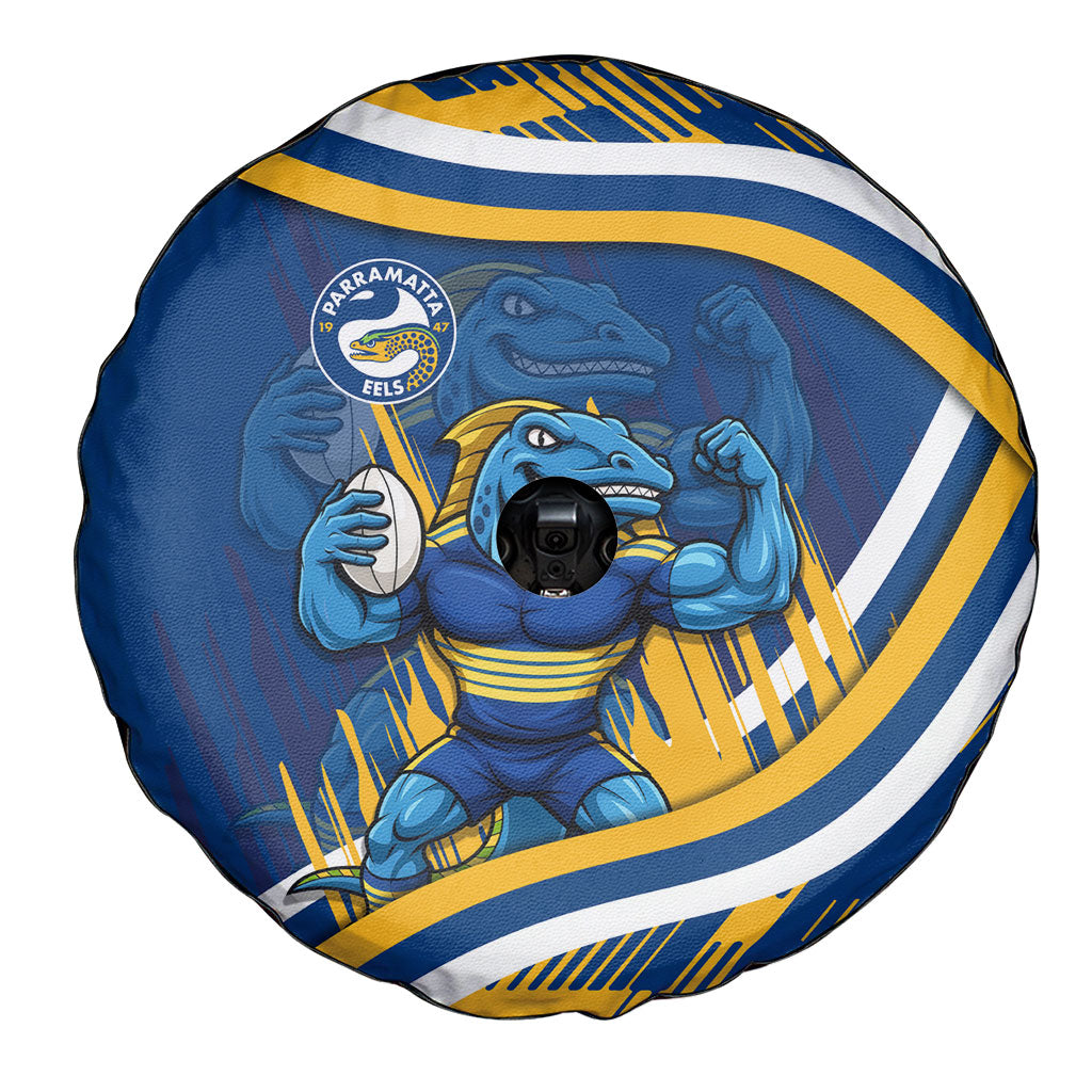 Eels Rugby Mascot Spare Tire Cover Fierce Athlete Graphic in Sports Style