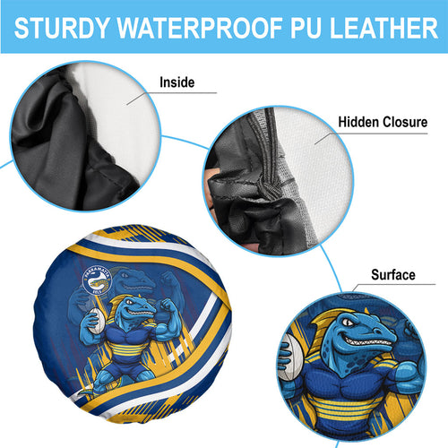 Eels Rugby Mascot Spare Tire Cover Fierce Athlete Graphic in Sports Style