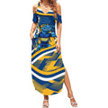 Eels Rugby Mascot Summer Maxi Dress Fierce Athlete Graphic in Sports Style