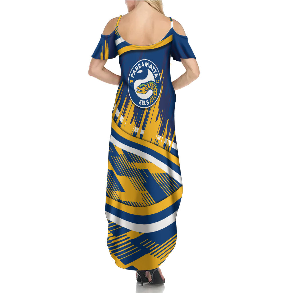 Eels Rugby Mascot Summer Maxi Dress Fierce Athlete Graphic in Sports Style