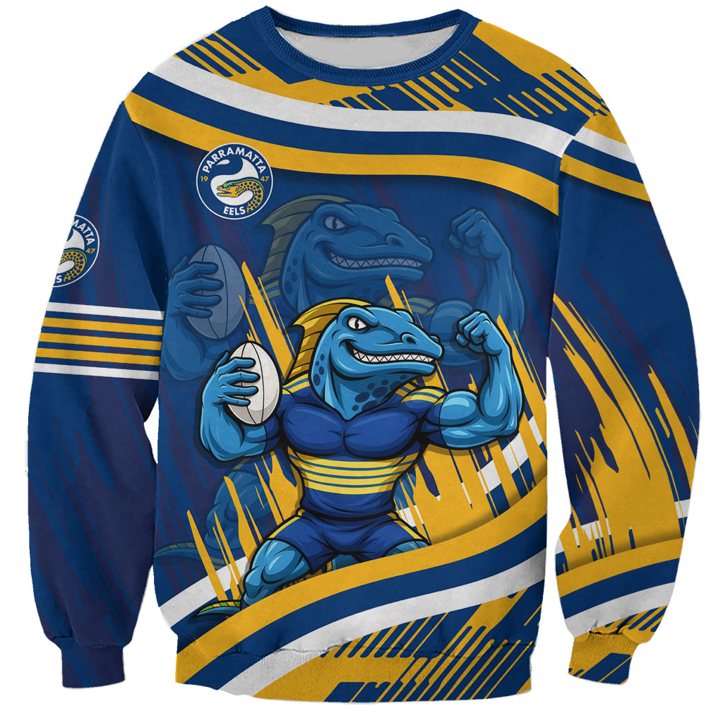 Eels Rugby Mascot Sweatshirt Fierce Athlete Graphic in Sports Style
