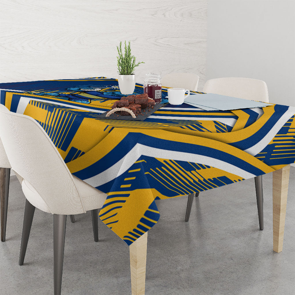 Eels Rugby Mascot Tablecloth Fierce Athlete Graphic in Sports Style