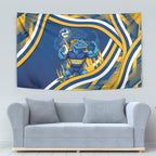 Eels Rugby Mascot Tapestry Fierce Athlete Graphic in Sports Style