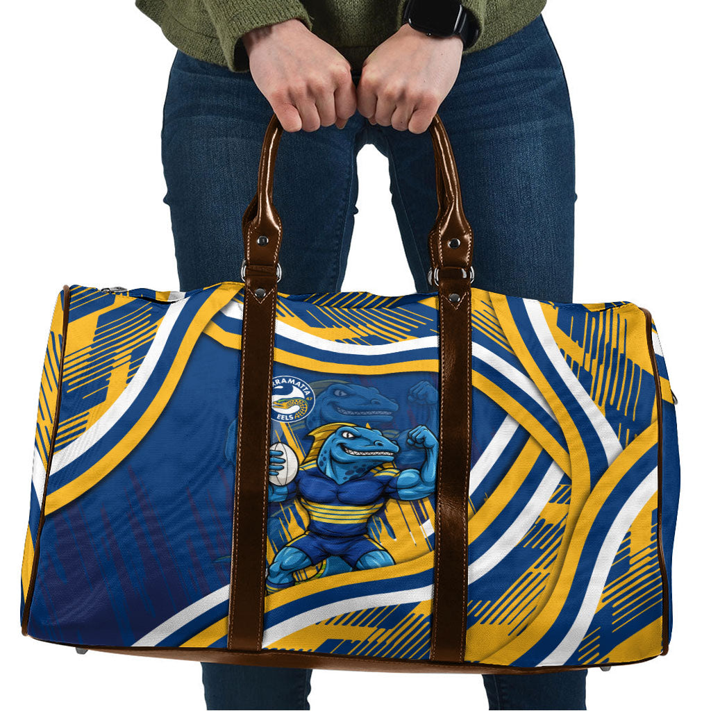 Eels Rugby Mascot Travel Bag Fierce Athlete Graphic in Sports Style