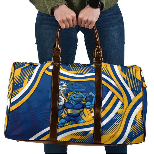Eels Rugby Mascot Travel Bag Fierce Athlete Graphic in Sports Style