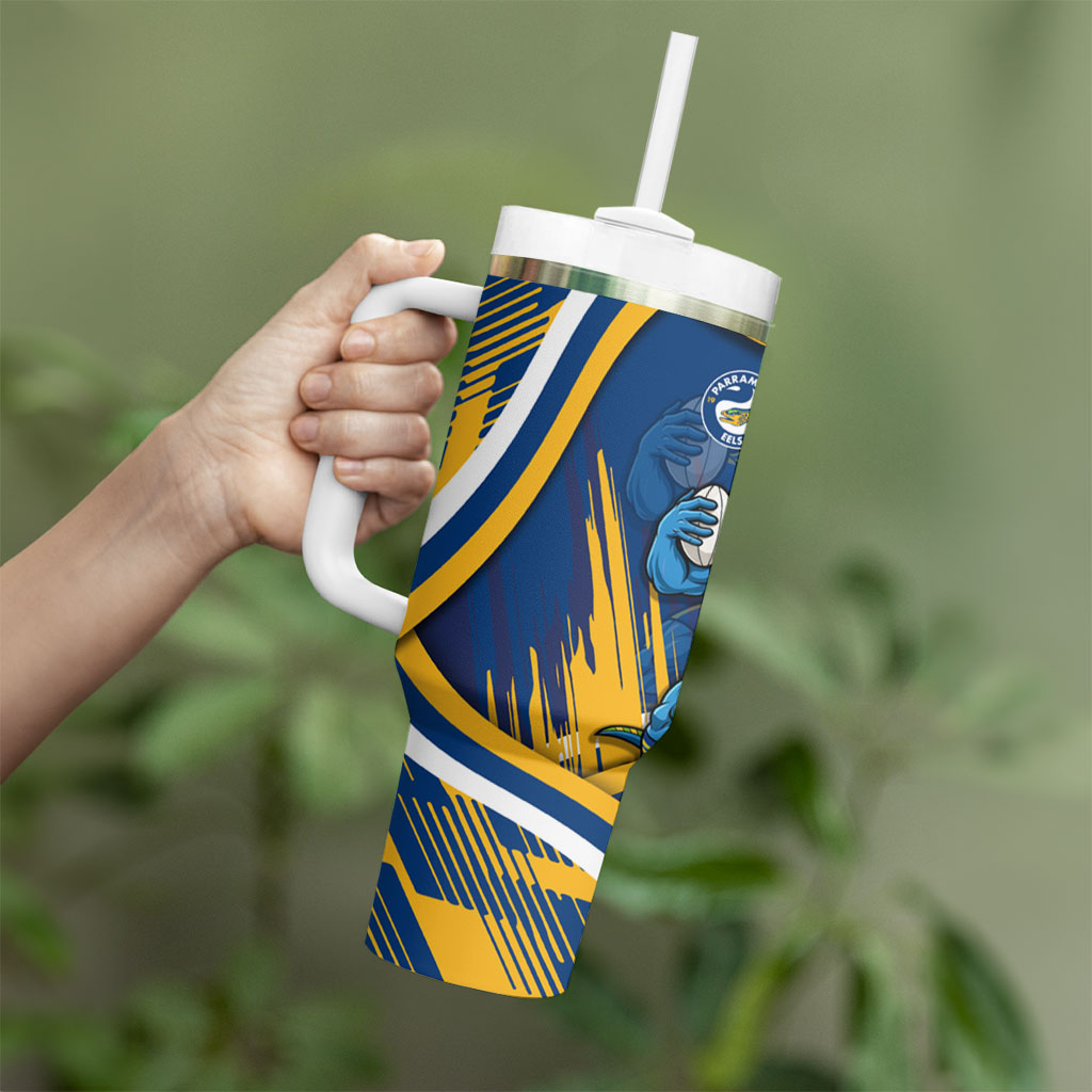 Eels Rugby Mascot Tumbler With Handle Fierce Athlete Graphic in Sports Style
