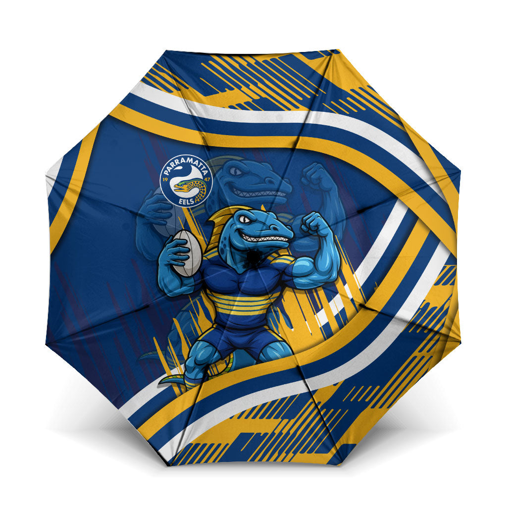 Eels Rugby Mascot Umbrella Fierce Athlete Graphic in Sports Style