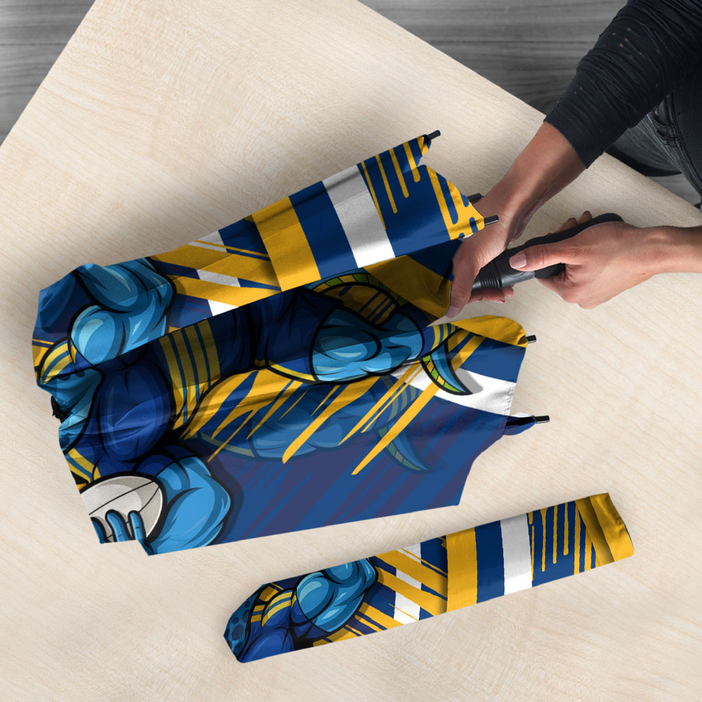 Eels Rugby Mascot Umbrella Fierce Athlete Graphic in Sports Style