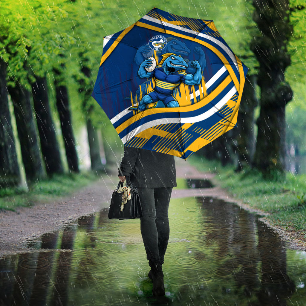 Eels Rugby Mascot Umbrella Fierce Athlete Graphic in Sports Style